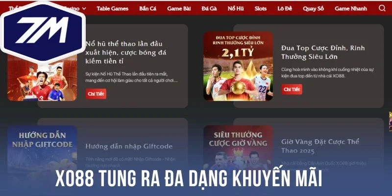 Xo88 tung ra đa dạng khuyến mãi
