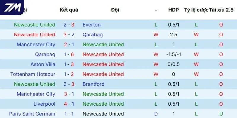Điểm rơi phong độ Newcastle United trước trận